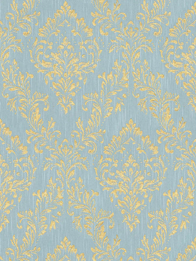 Textile wallpaper with classic ornament - blue and gold, 306595 AS Creation