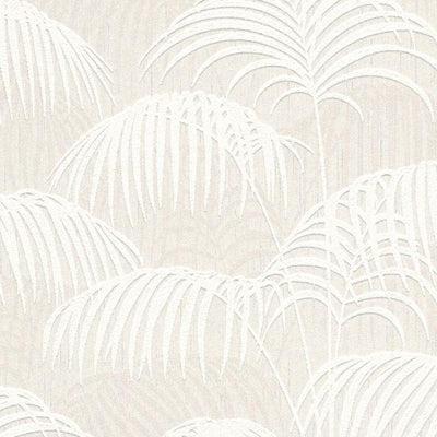 Textile wallpapers with ferns and 3D structure - cream in color, 961981 AS Creation