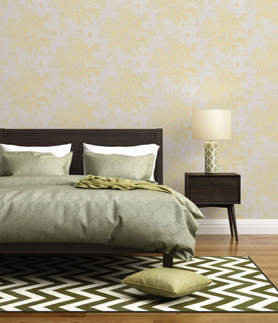 Textile wallpapers with golden flower pattern - gold, white - 306571 AS Creation