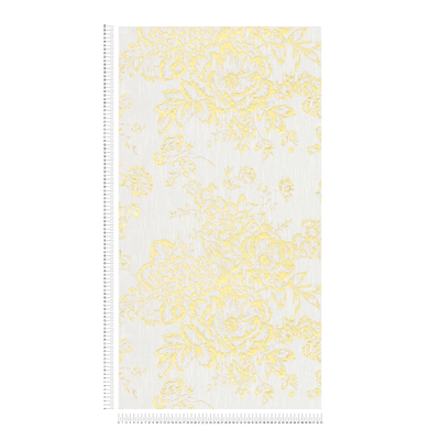 Textile wallpapers with golden flower pattern - gold, white - 306571 AS Creation