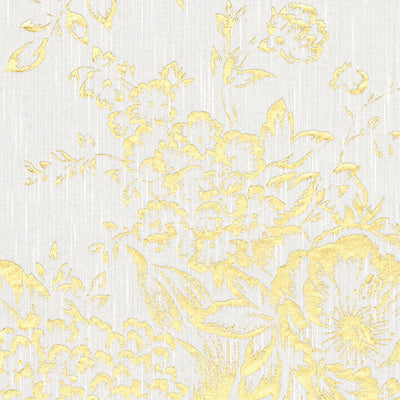 Textile wallpapers with golden flower pattern - gold, white - 306571 AS Creation