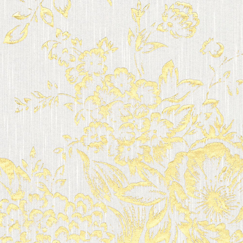 Textile wallpapers with golden flower pattern - gold, white - 306571 AS Creation