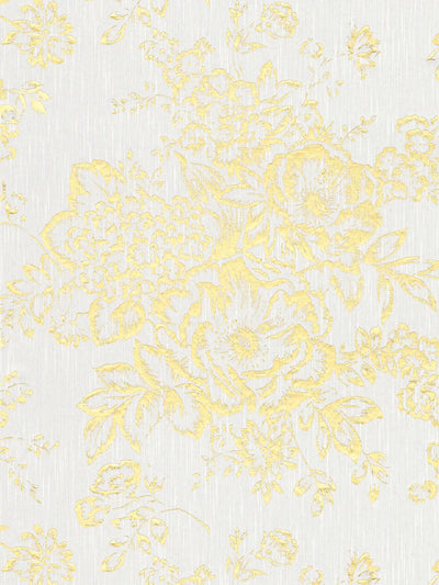 Textile wallpapers with golden flower pattern - gold, white - 306571 AS Creation