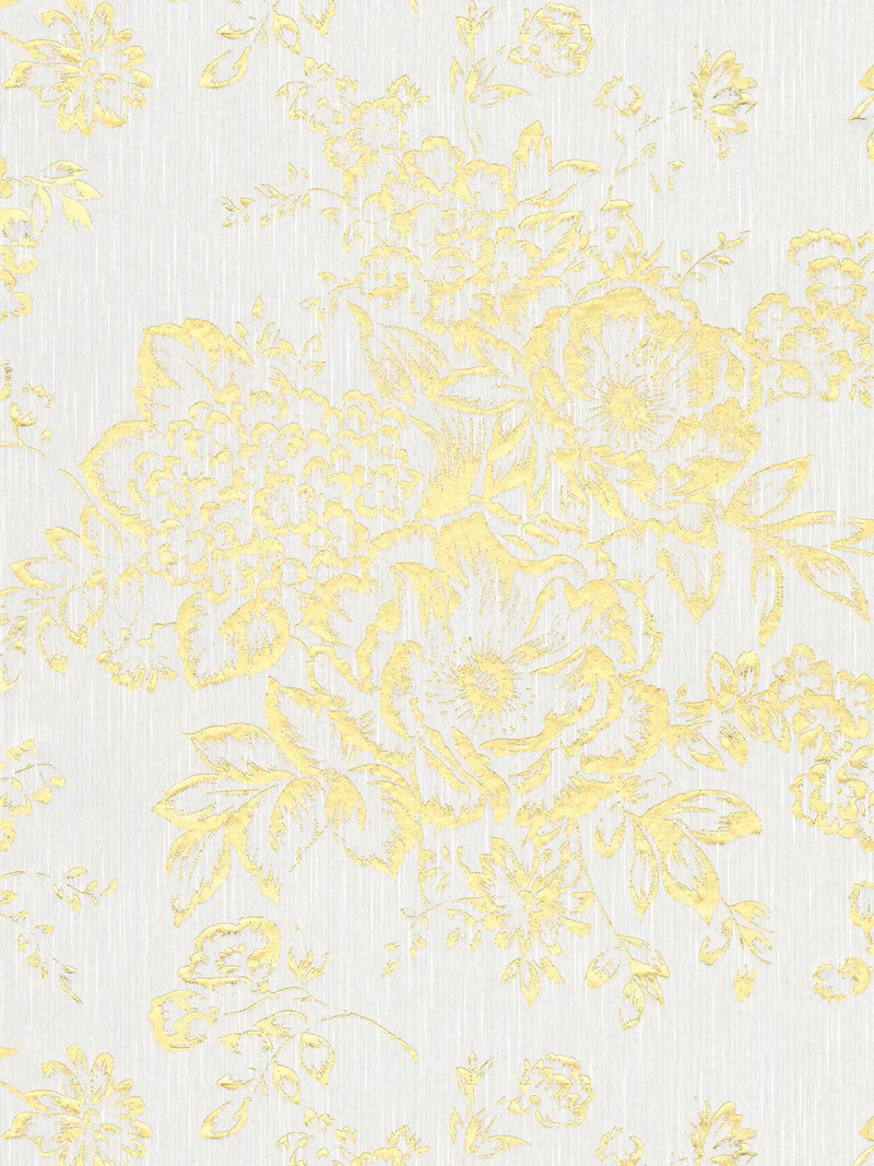 Textile wallpapers with golden flower pattern - gold, white - 306571 AS Creation