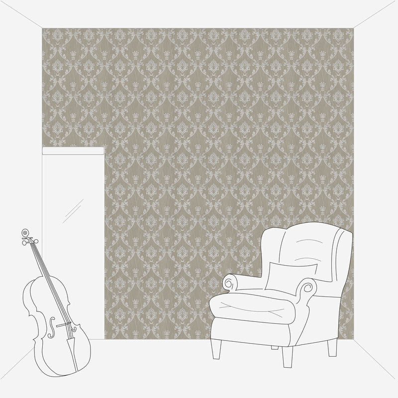 Textile wallpaper with floral elements in silver, brown - 306583 AS Creation