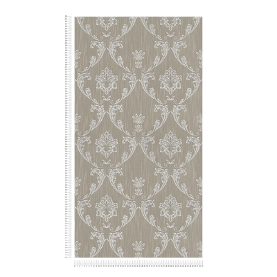 Textile wallpaper with floral elements in silver, brown - 306583 AS Creation