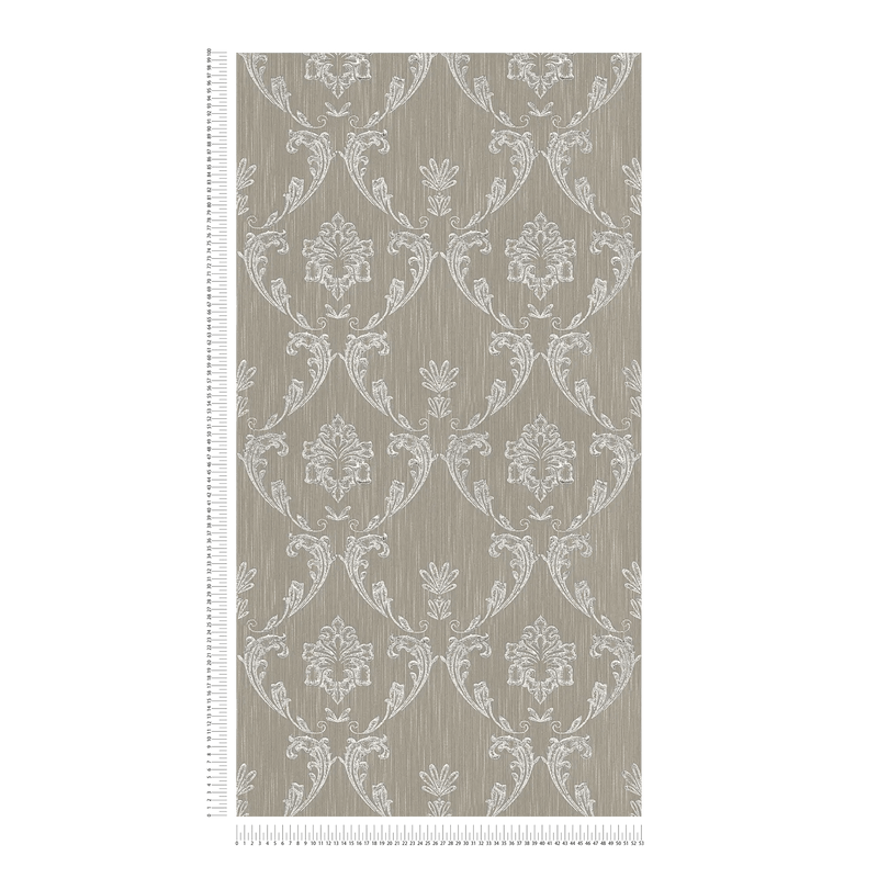 Textile wallpaper with floral elements in silver, brown - 306583 AS Creation