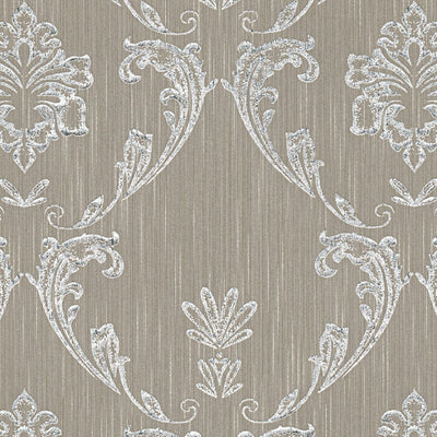 Textile wallpaper with floral elements in silver, brown - 306583 AS Creation