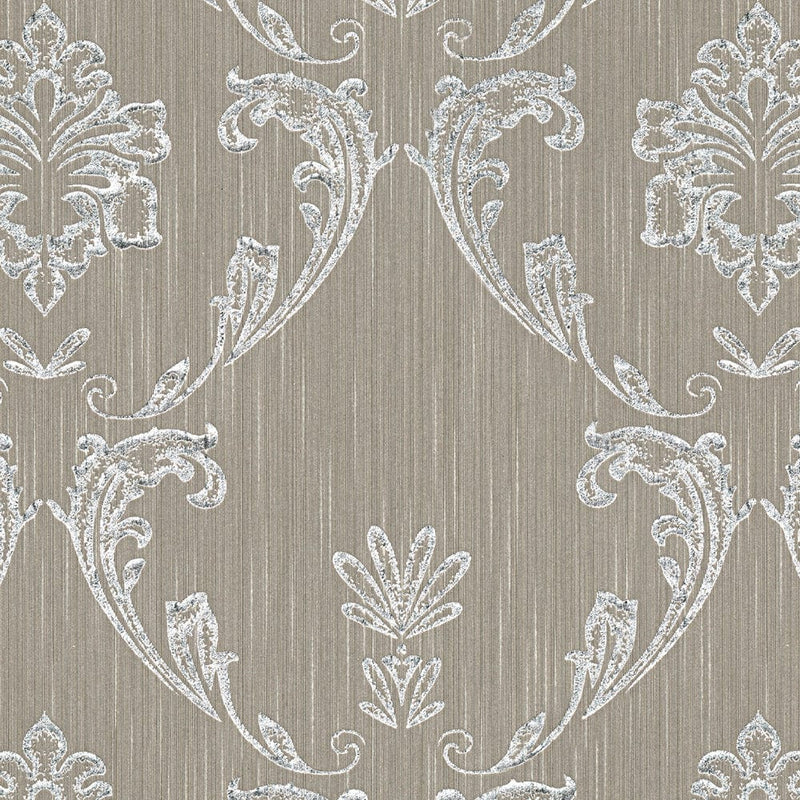 Textile wallpaper with floral elements in silver, brown - 306583 AS Creation