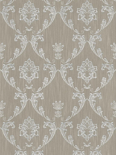 Textile wallpaper with floral elements in silver, brown - 306583 AS Creation