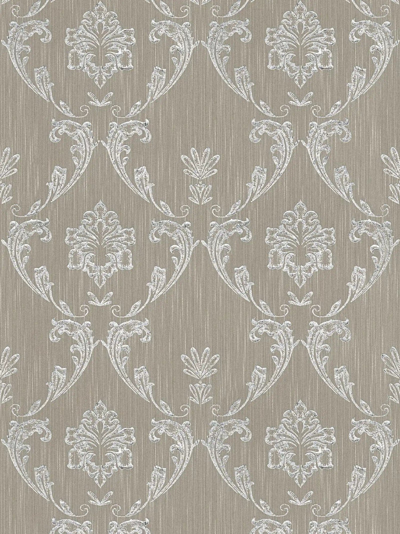 Textile wallpaper with floral elements in silver, brown - 306583 AS Creation