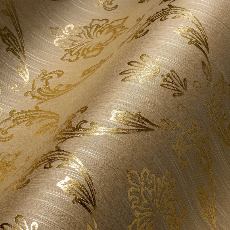 Textile wallpaper with floral elements in gold - 306584 AS Creation