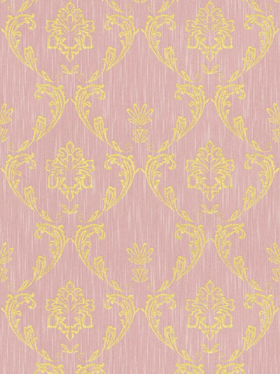 Textile wallpaper with floral elements in gold, pink - 306585 AS Creation