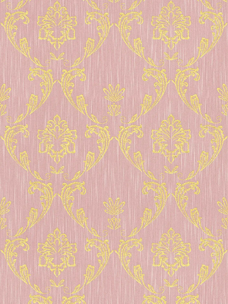 Textile wallpaper with floral elements in gold, pink - 306585 AS Creation