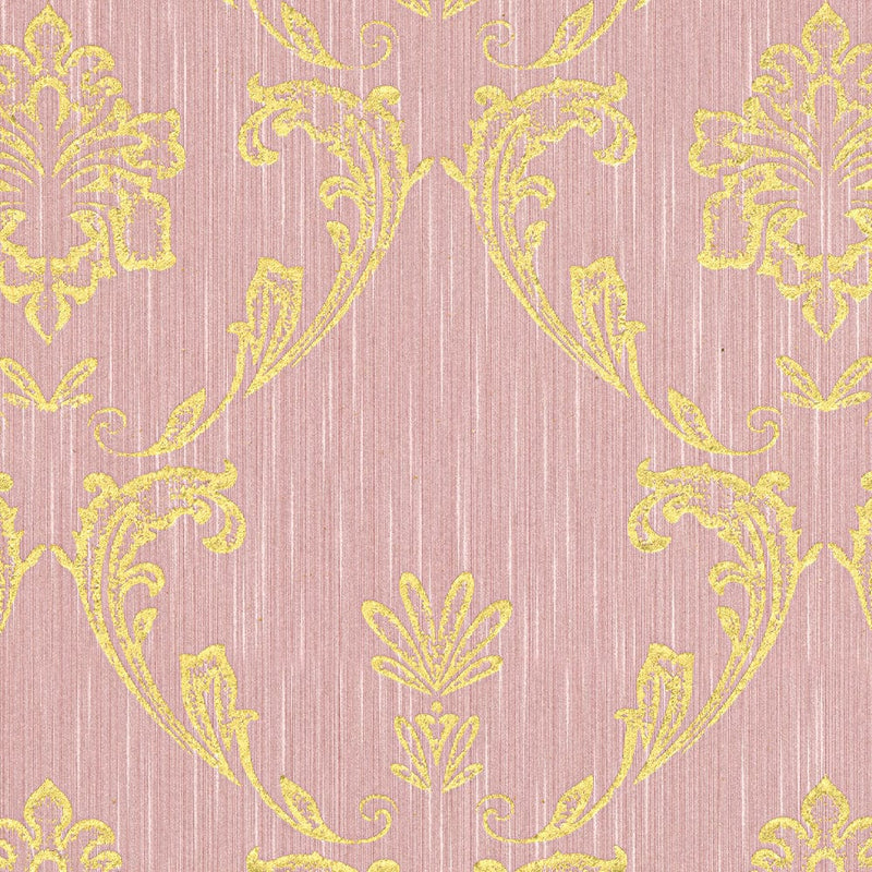 Textile wallpaper with floral elements in gold, pink - 306585 AS Creation