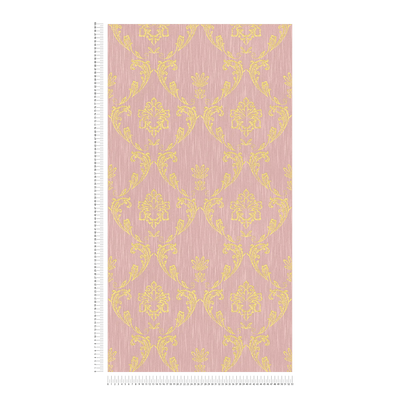 Textile wallpaper with floral elements in gold, pink - 306585 AS Creation