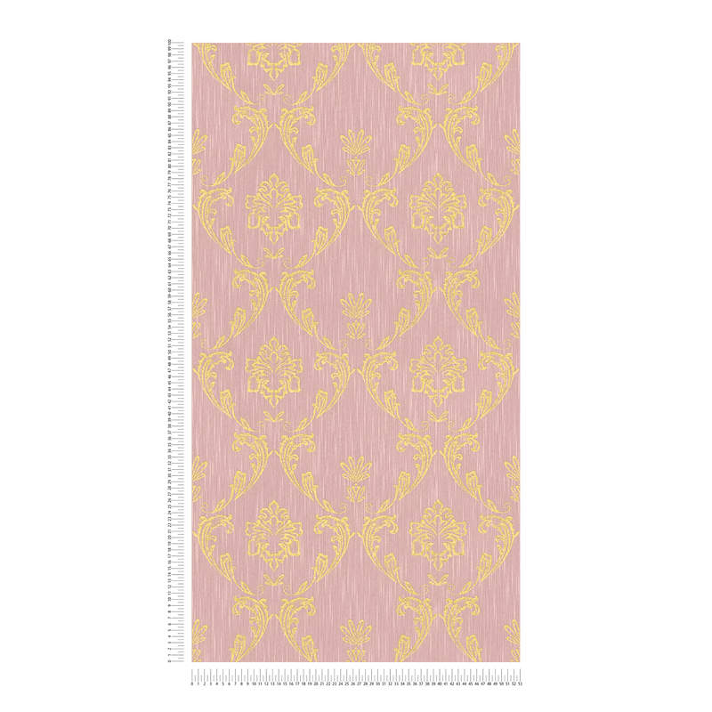 Textile wallpaper with floral elements in gold, pink - 306585 AS Creation