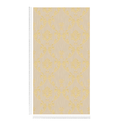 Textile wallpaper with floral elements in gold - gold, beige, 306582 AS Creation