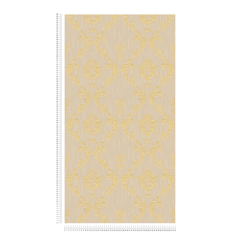 Textile wallpaper with floral elements in gold - gold, beige, 306582 AS Creation