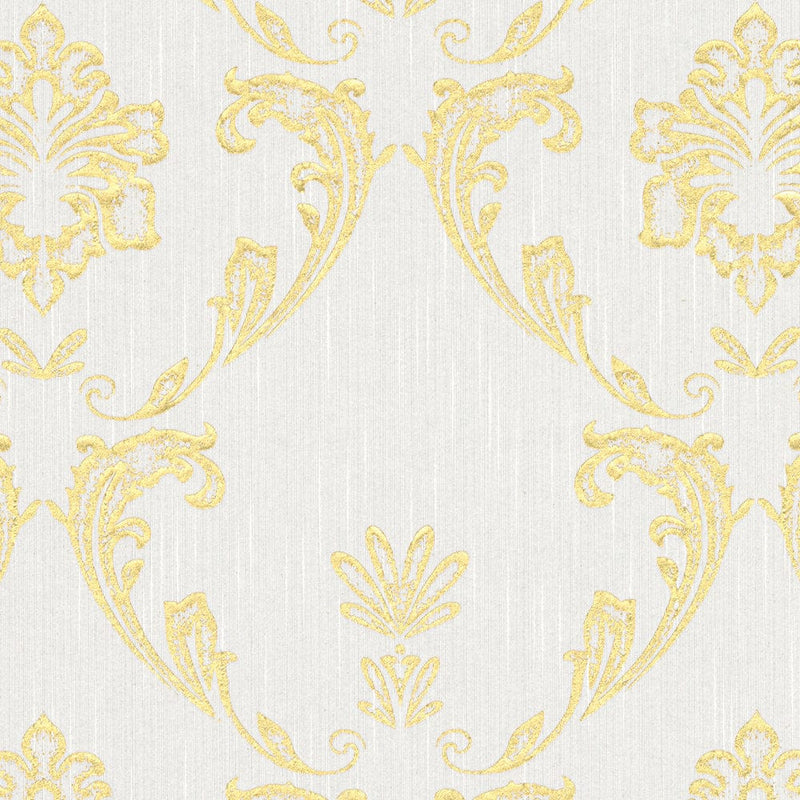 Textile wallpaper with floral elements in gold - gold, 306581 AS Creation