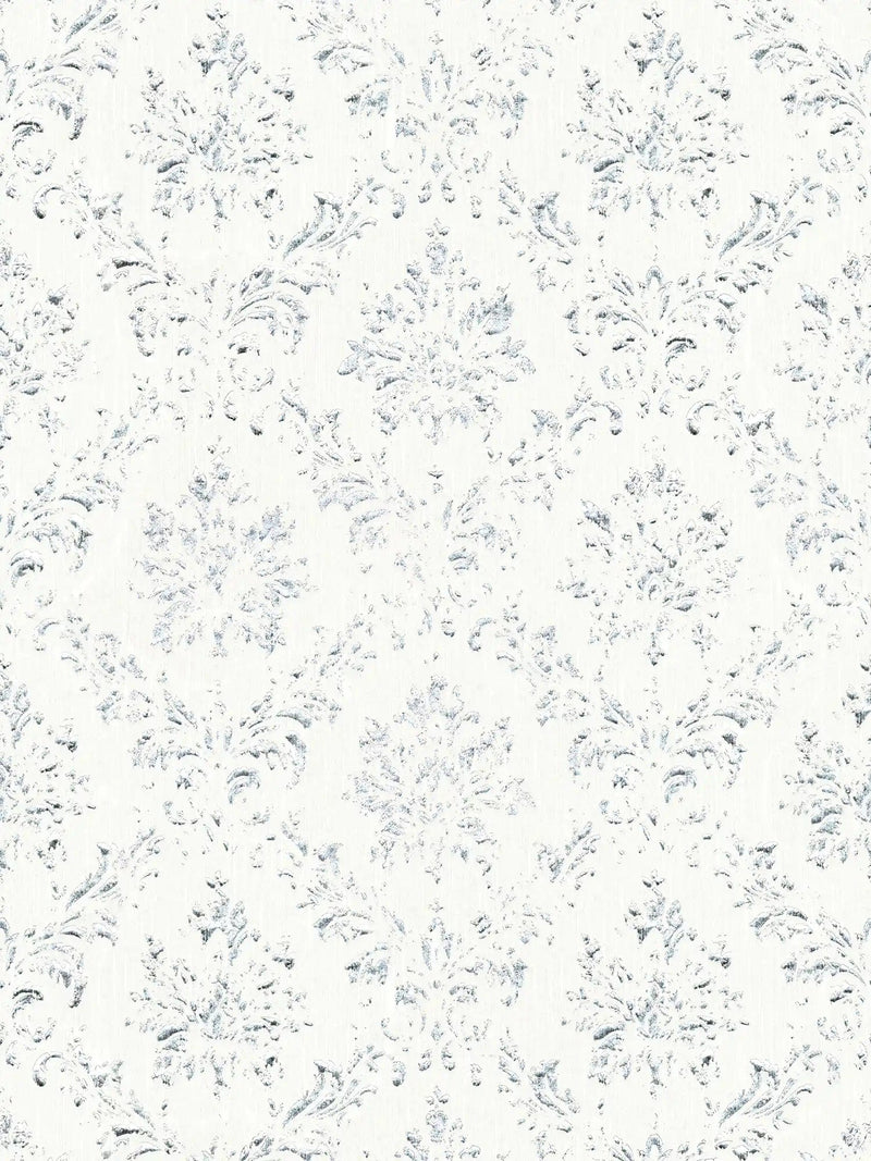 Textile wallpaper in baroque style - white, silver - 306621 AS Creation