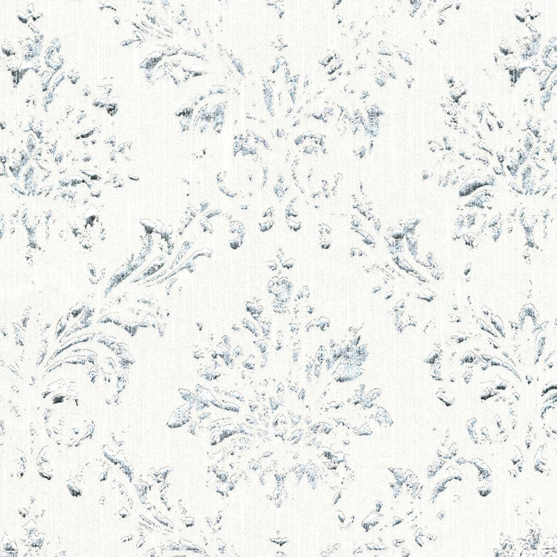 Textile wallpaper in baroque style - white, silver - 306621 AS Creation