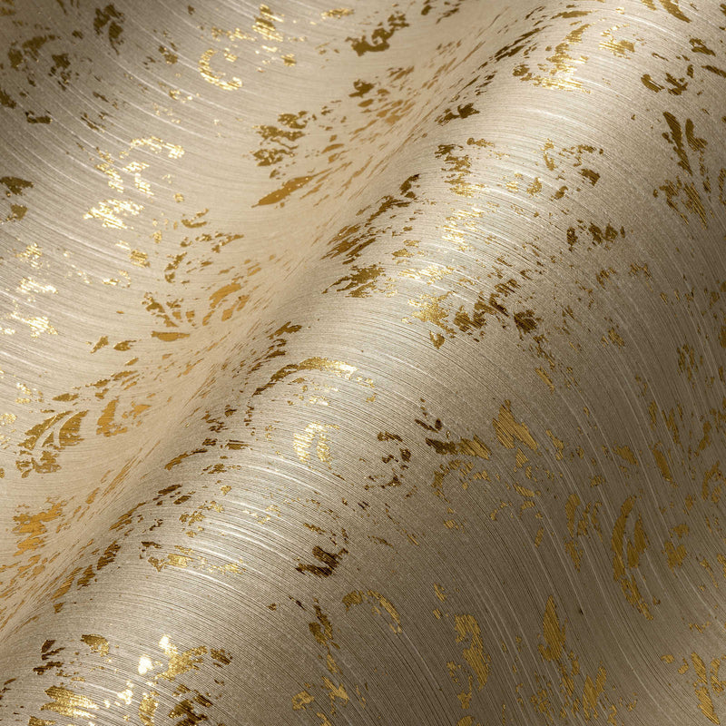 Textile wallpaper in baroque style - beige and gold, 306624 AS Creation