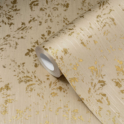 Textile wallpaper in baroque style - beige and gold, 306624 AS Creation