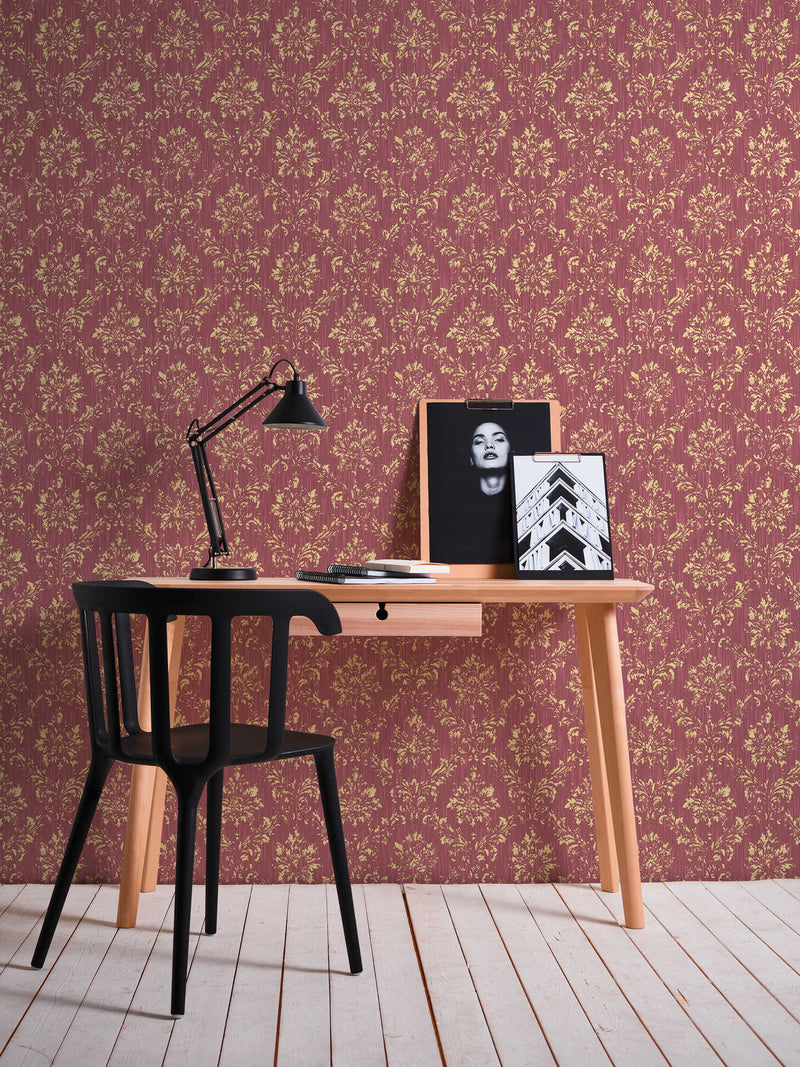 Textile wallpaper in baroque style - red and gold, 306626 AS Creation