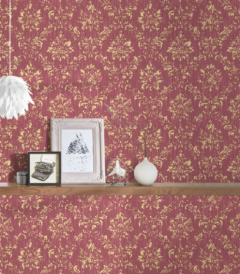 Textile wallpaper in baroque style - red and gold, 306626 AS Creation