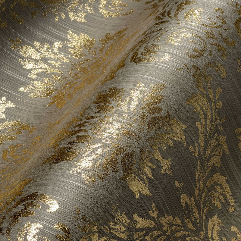 Textile wallpapers in baroque style - taupe and gold, 306625 AS Creation