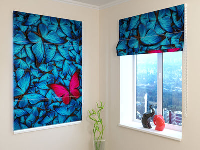 Blinds with butterflies - Delight - blue color - for bedroom Tapetenshop.lv