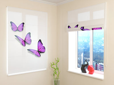 Blinds with butterflies - Purple butterflies - choose your design Tapetenshop.lv