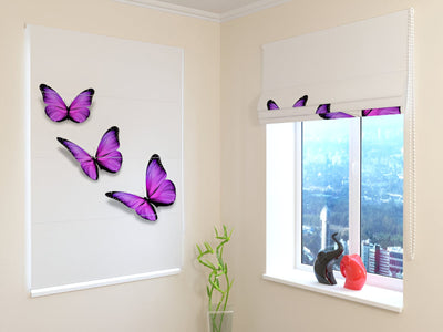 Blinds with butterflies - Purple butterflies - choose your design Tapetenshop.lv