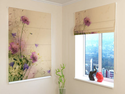 Blinds with flowers - Meadow flowers - easy installation on the wallTapetenshop.lv