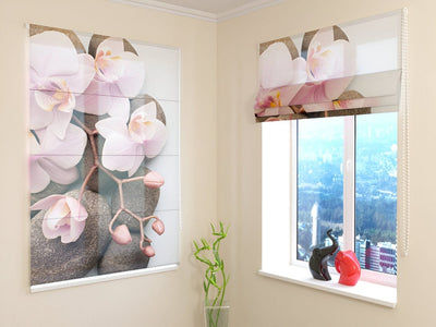 Blinds with flowers - Vienna orchid - for kitchen and living room Tapetenshop.lv