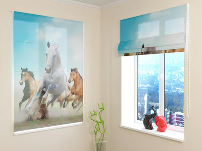 Blinds - Horses - Can be ordered according to your own dimensions Tapetenshop.lv