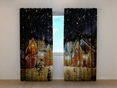 Christmas curtains - Snowy night - for festive mood Tapetenshop.lv