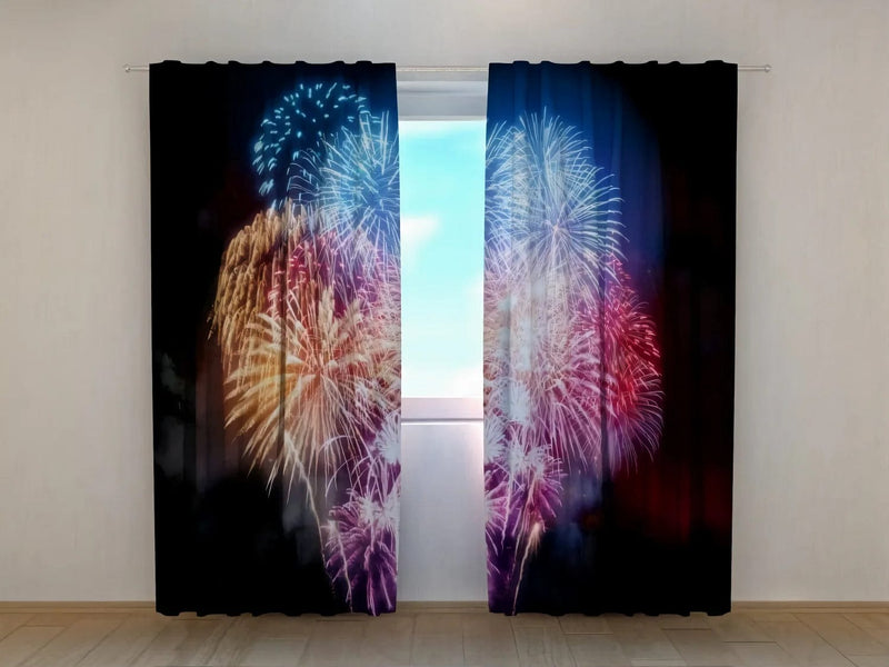 Christmas curtains - Festive fireworks - for festive interior Tapetenshop.lv