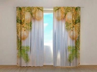 Christmas curtains - Golden bows - will add luxury Tapetenshop.lv