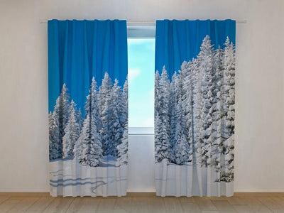 Christmas curtains with a winter forest scene - for the festive mood Tapetenshop.lv