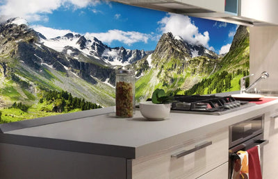 Pašlīmējošas fototapetes virtuvei - Kalni  (180x60 cm) Art4home