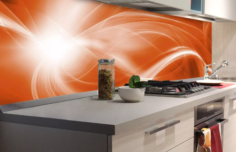 Pašlīmējošas fototapetes virtuvei - Oranža abstrakcija  (180x60 cm) Art4home