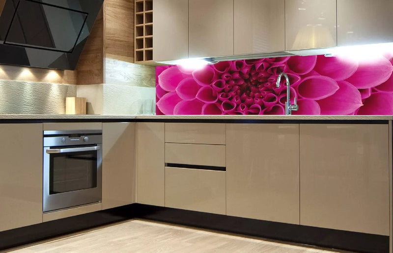 Pašlīmējošas fototapetes virtuvei - Rozā dālija  (180x60 cm) Art4home