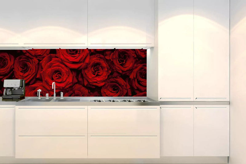 Pašlīmējošas fototapetes virtuvei - Sarkanas rozes (180x60 cm) Art4home