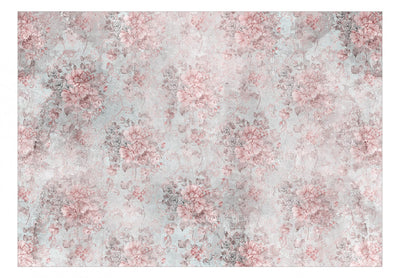 Fototapetes ar ziedu motīviem retro stilā, pelēka un rozā krāsā 142705 G-ART
