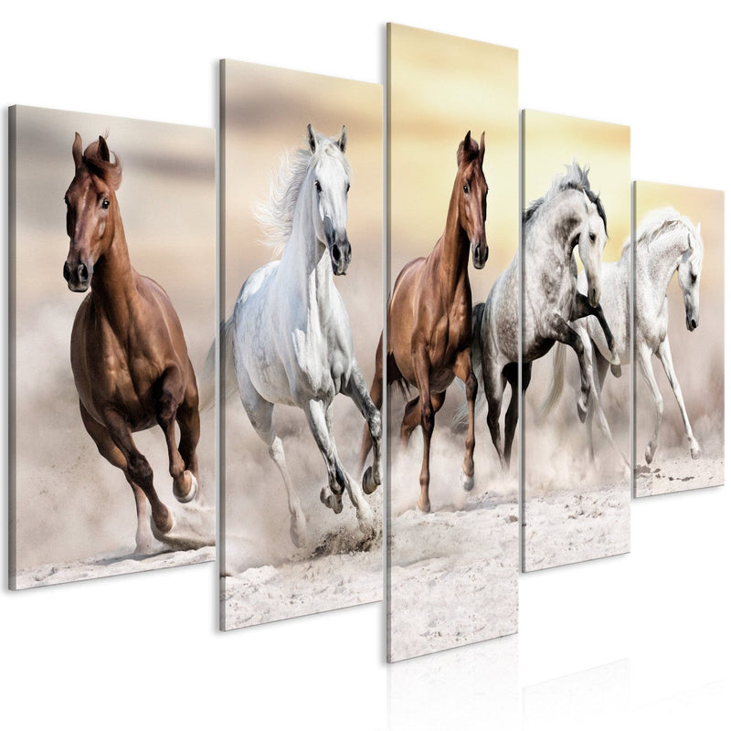 Канва с лошадьми - Табун лошадей (5 частей), Широкий угол, 126876 G-ART.