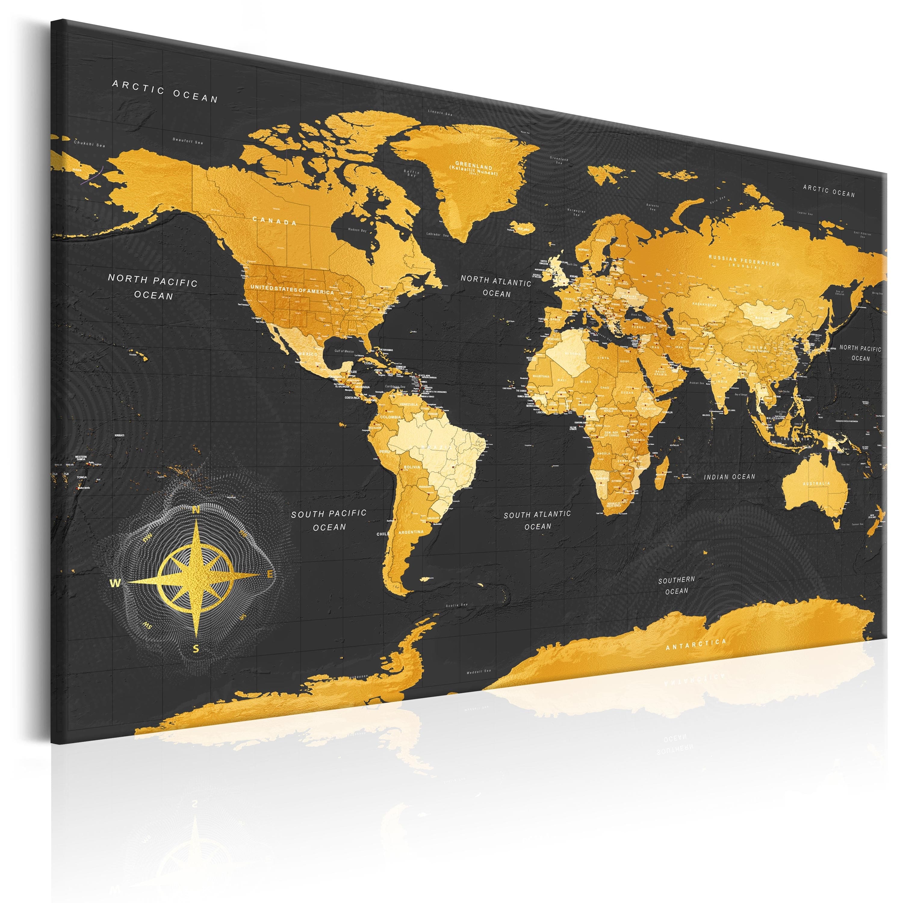 Painting - World Maps: Gold World – Tapetenshop.lv