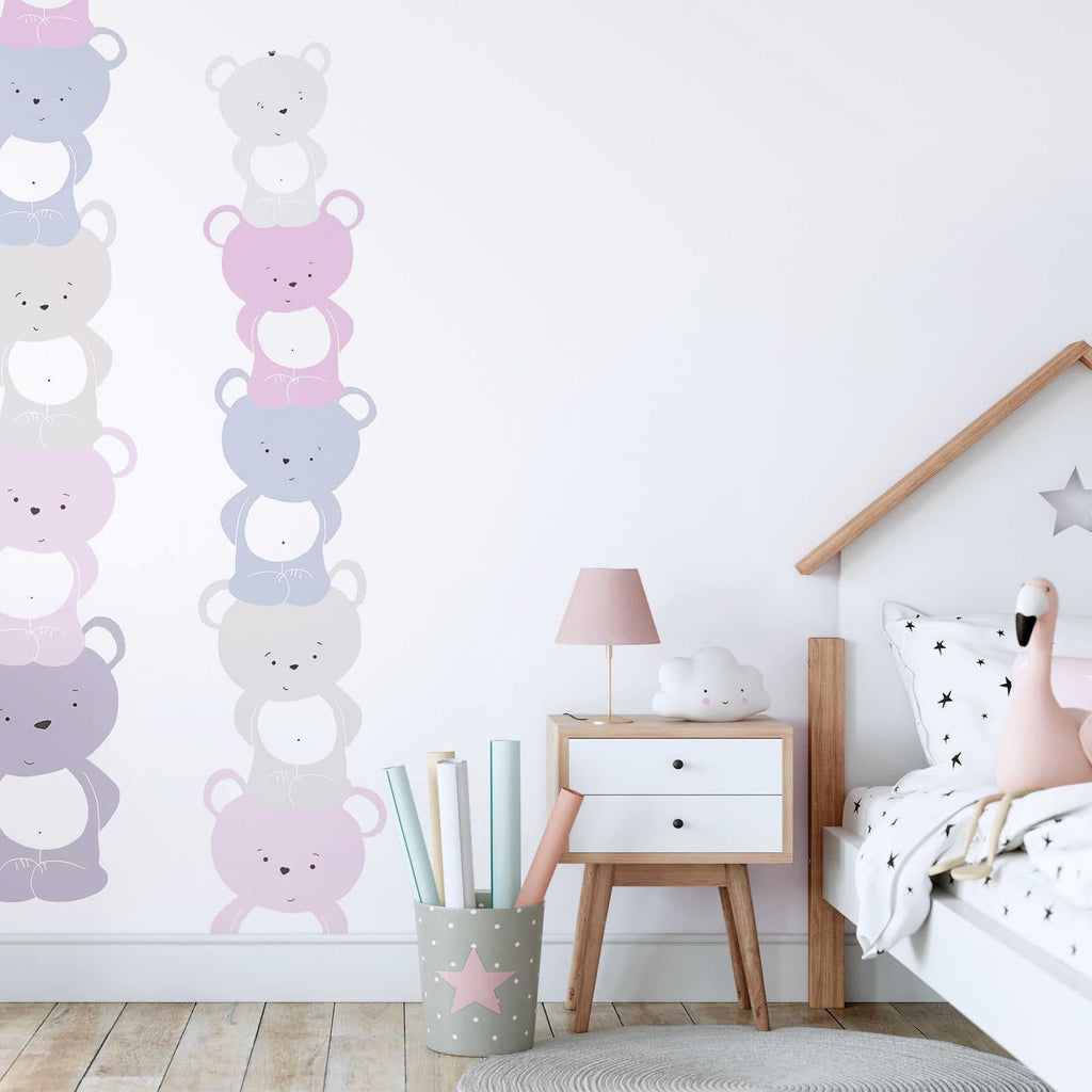 Children's wallpaper for girl's room with bears in pink 1350554 Withou –