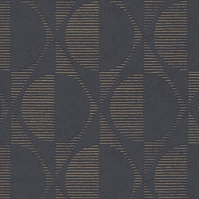 Retro tapetes ar simetrisku rakstu - melnā krāsā, 374781 AS Creation